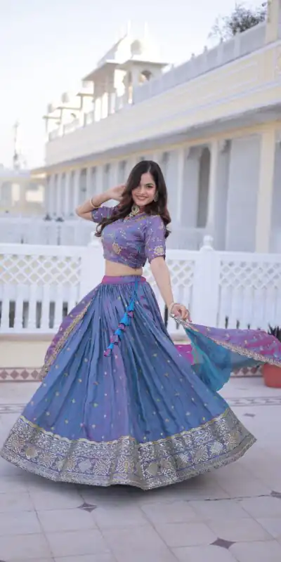 KA 5066 Blue Ysl Silk Lehenga Choli Perfect for Wedding, Party, Lohri, Pongal, Engagement – . Now at just ₹2649. Delivery 4-6 Working Days. Shop now. | Bollywood Lehenga, Creative Lehenga, Designer Lehenga, Embroidered Lehenga, Lehenga, Party Wear Lehenga
