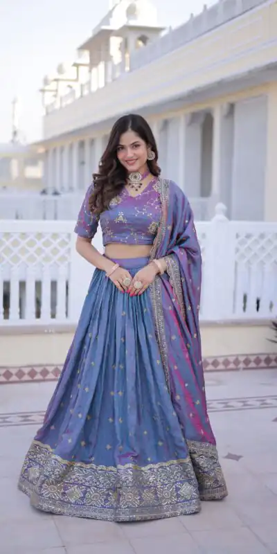 KA 5066 Blue Ysl Silk Lehenga Choli Perfect for Wedding, Party, Lohri, Pongal, Engagement – . Now at just ₹2649. Delivery 4-6 Working Days. Shop now. | Bollywood Lehenga, Creative Lehenga, Designer Lehenga, Embroidered Lehenga, Lehenga, Party Wear Lehenga