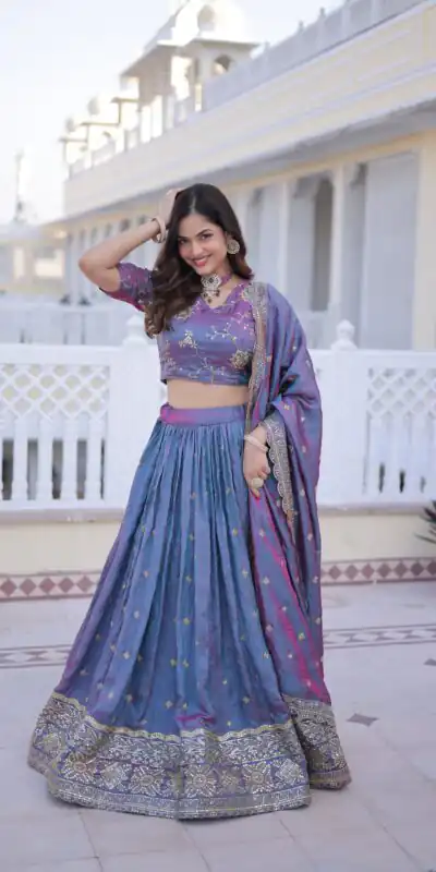 KA 5066 Blue Ysl Silk Lehenga Choli Perfect for Wedding, Party, Lohri, Pongal, Engagement – . Now at just ₹2649. Delivery 4-6 Working Days. Shop now. | Bollywood Lehenga, Creative Lehenga, Designer Lehenga, Embroidered Lehenga, Lehenga, Party Wear Lehenga