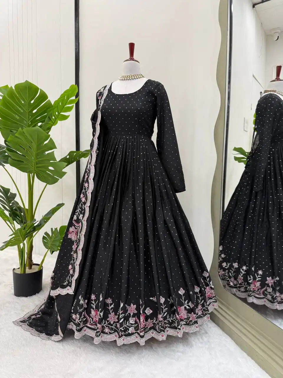 RTC 5873 Black Color Chinon Silk Salwar Suit with Designer Work. Exclusive Offer ₹2449. Delivery 4-6 Working Days. Shop now. | Casual Suits, Jump Suits, Creative suits, Designer Suits, Palazzo Suits, Party Wear Suits, Patiala Suits, Salwar suit, Straight Suits