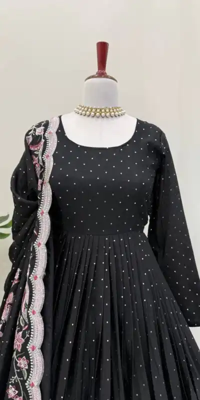 RTC 5873 Black Color Chinon Silk Salwar Suit with Designer Work. Exclusive Offer ₹2449. Delivery 4-6 Working Days. Shop now. | Casual Suits, Jump Suits, Creative suits, Designer Suits, Palazzo Suits, Party Wear Suits, Patiala Suits, Salwar suit, Straight Suits