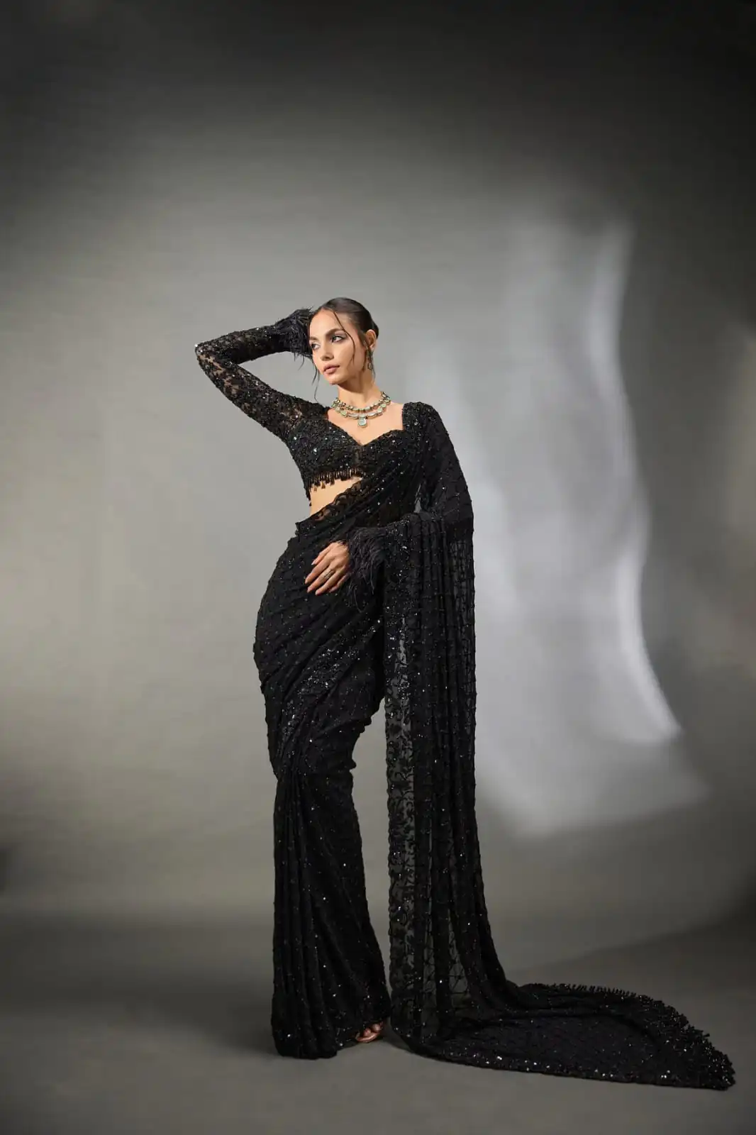 DF 3474 Black Faux Georgette Saree Perfect for Wedding, Party, Bridal Wear, Baisakhi, Raksha Bandhan –. Introductory Price ₹1799. Delivery 4-6 Workin | Creative Sarees, Bollywood Sarees, Designer Sarees, Embroidered Sarees, Ethnic Saree, Modern Digital sarees, Party Wear Sarees, Sarees