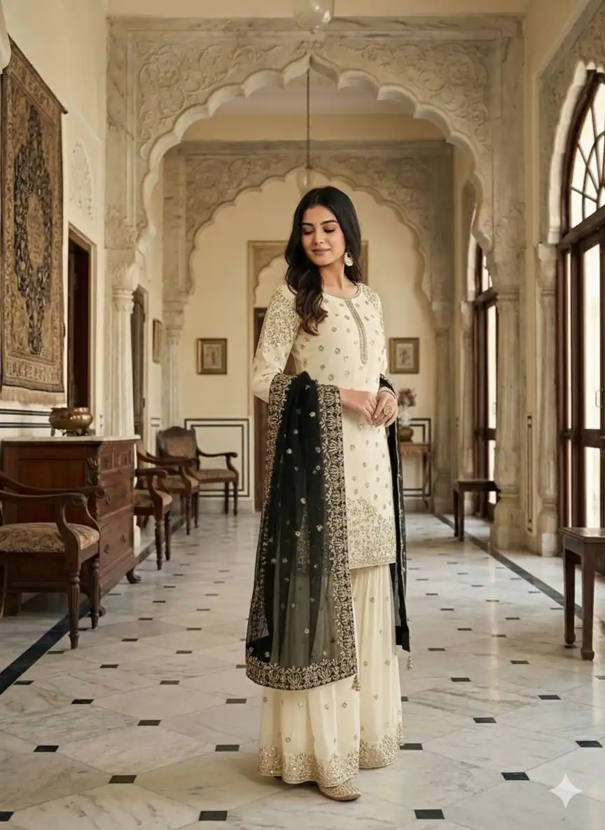 JF 041 Black Fendy Silk Salwar Suitwith Embroidery Work & Lace Work. Now at just ₹2149. Delivery 4-6 Working Days. Shop now. | Casual Suits, Jump Suits, Creative suits, Designer Suits, Palazzo Suits, Party Wear Suits, Patiala Suits, Salwar suit, Straight Suits