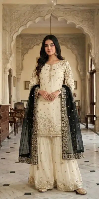 JF 041 Black Fendy Silk Salwar Suitwith Embroidery Work & Lace Work. Now at just ₹2149. Delivery 4-6 Working Days. Shop now. | Casual Suits, Jump Suits, Creative suits, Designer Suits, Palazzo Suits, Party Wear Suits, Patiala Suits, Salwar suit, Straight Suits