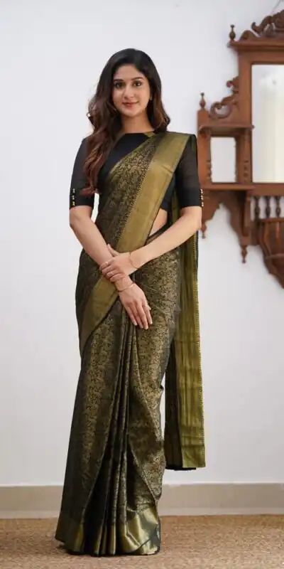 KPR 168 Black in Soft Lichi Silk Lace Border & Lace Work Saree . Available at ₹1299 only. Delivery 4-6 Working Days. Shop now. | Creative Sarees, Bollywood Sarees, Designer Sarees, Embroidered Sarees, Ethnic Saree, Modern Digital sarees, Party Wear Sarees, Sarees