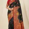 MB 56 Black Paithani Silk Saree with Lace Border & Lace Work. Affordable Price ₹2399. Delivery 4-6 Working Days. Shop now. | Creative Sarees, Bollywood Sarees, Designer Sarees, Embroidered Sarees, Ethnic Saree, Modern Digital sarees, Party Wear Sarees, Sarees