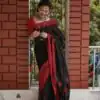 KPR 195 Black Soft Lilan Slab Weaving Work Saree with Designer Work. Available at ₹1449 only. Delivery 4-6 Working Days. Shop now. | Creative Sarees, Bollywood Sarees, Designer Sarees, Embroidered Sarees, Ethnic Saree, Modern Digital sarees, Party Wear Sarees, Sarees