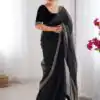 SC 1017 Black Soft Twil Net Silk Saree Perfect for Wedding, Party, Temple Visit, Reception, Sangeet – . Now at just ₹1699. Delivery 4-6 Working Days. | Creative Sarees, Bollywood Sarees, Designer Sarees, Embroidered Sarees, Ethnic Saree, Modern Digital sarees, Party Wear Sarees, Sarees