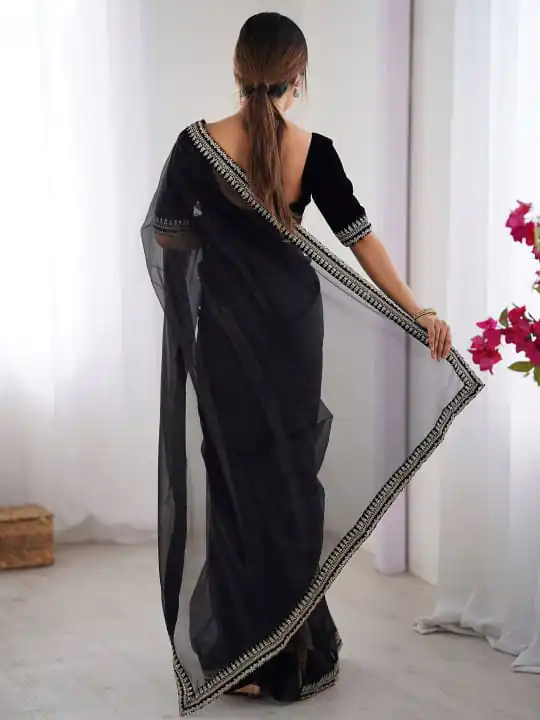 SC 1017 Black Soft Twil Net Silk Saree Perfect for Wedding, Party, Temple Visit, Reception, Sangeet – . Now at just ₹1699. Delivery 4-6 Working Days. | Creative Sarees, Bollywood Sarees, Designer Sarees, Embroidered Sarees, Ethnic Saree, Modern Digital sarees, Party Wear Sarees, Sarees