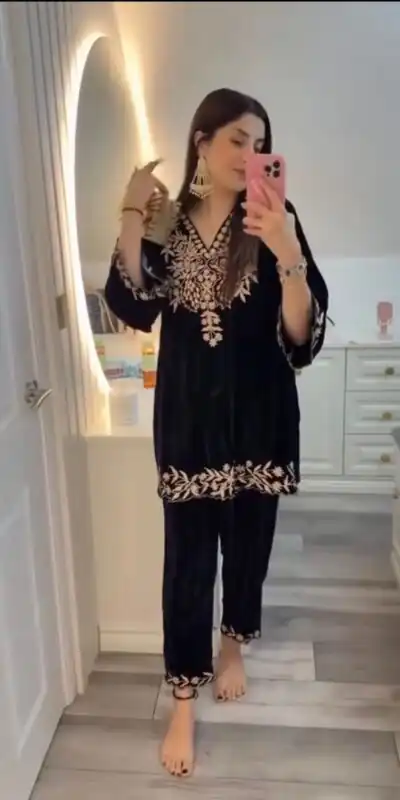 LG 2037 Black in Velvet Embroidery Work Salwar Suit. Wedding, Party, Festive, Events Get it for ₹1799. Delivery 4-6 Working Days. Shop now. | Casual Suits, Jump Suits, Tops & Bottoms, Track Suits, Trendy Wear, Creative suits, Designer Suits, Palazzo Suits, Party Wear Suits, Patiala Suits, Salwar suit, Straight Suits