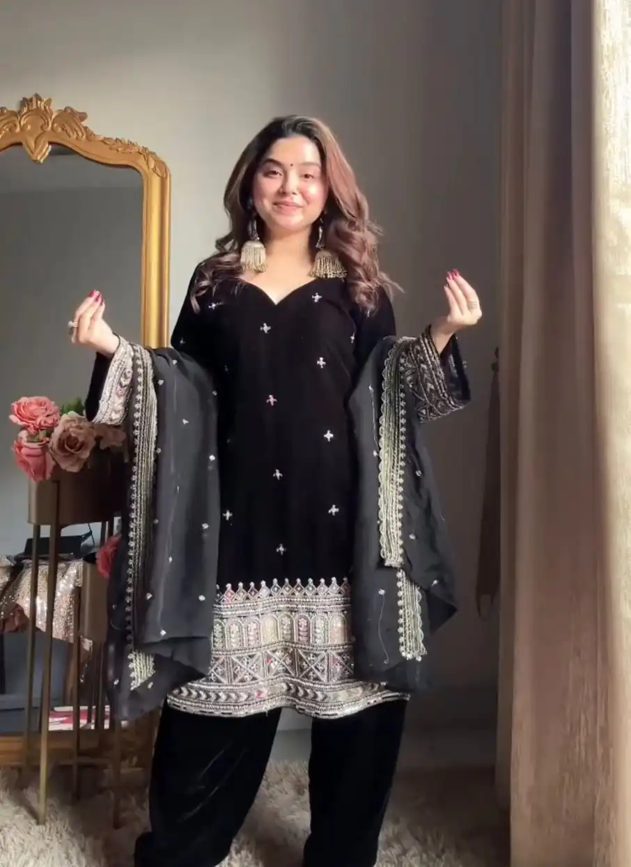KD 1571 Black Color Velvet With Sequence Work Salwar Suit . Online Exclusive Offer ₹2399. Delivery 4-6 Working Days. Shop now. | Casual Suits, Jump Suits, Creative suits, Designer Suits, Palazzo Suits, Party Wear Suits, Patiala Suits, Salwar suit, Straight Suits