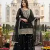 Black Zimmy Silk Embroidery Work Work Sawar Suit