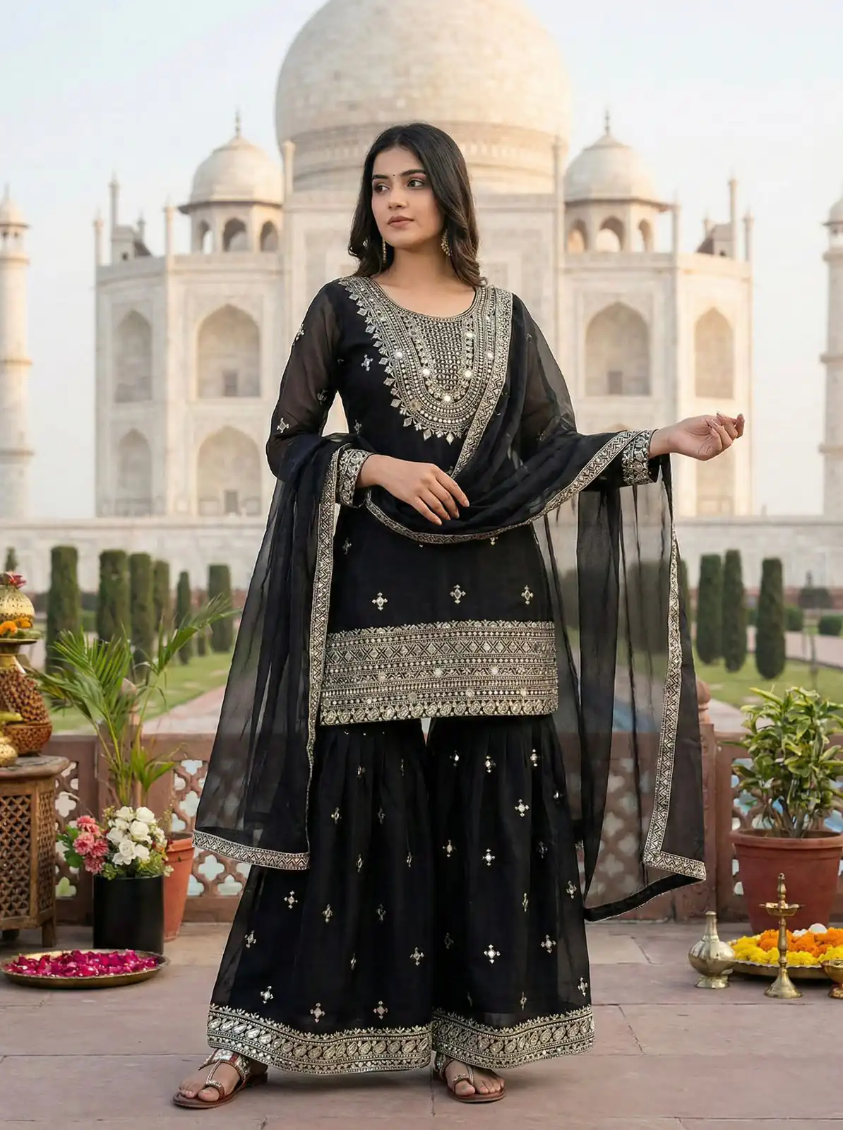 ZSR 3160 Black Zimmy Silk Salwar Suit with Embroidery Work & Mirror Work. Grab it for ₹2399. Delivery 4-6 Working Days. Shop now. | Casual Suits, Jump Suits, Creative suits, Designer Suits, Palazzo Suits, Party Wear Suits, Patiala Suits, Salwar suit, Straight Suits