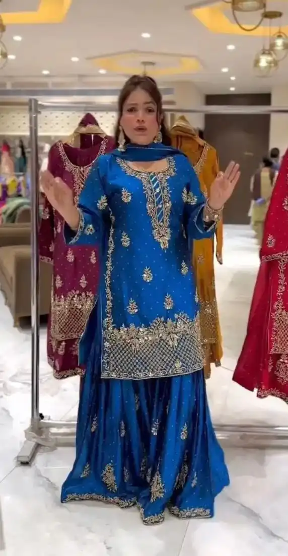 NF 1249 Blue Color Chinon Silk Salwar Suit with Embroidery Work. Online Get it for ₹2149. Delivery 4-6 Working Days. Shop now. | Casual Suits, Jump Suits, Creative suits, Designer Suits, Palazzo Suits, Party Wear Suits, Patiala Suits, Salwar suit, Straight Suits