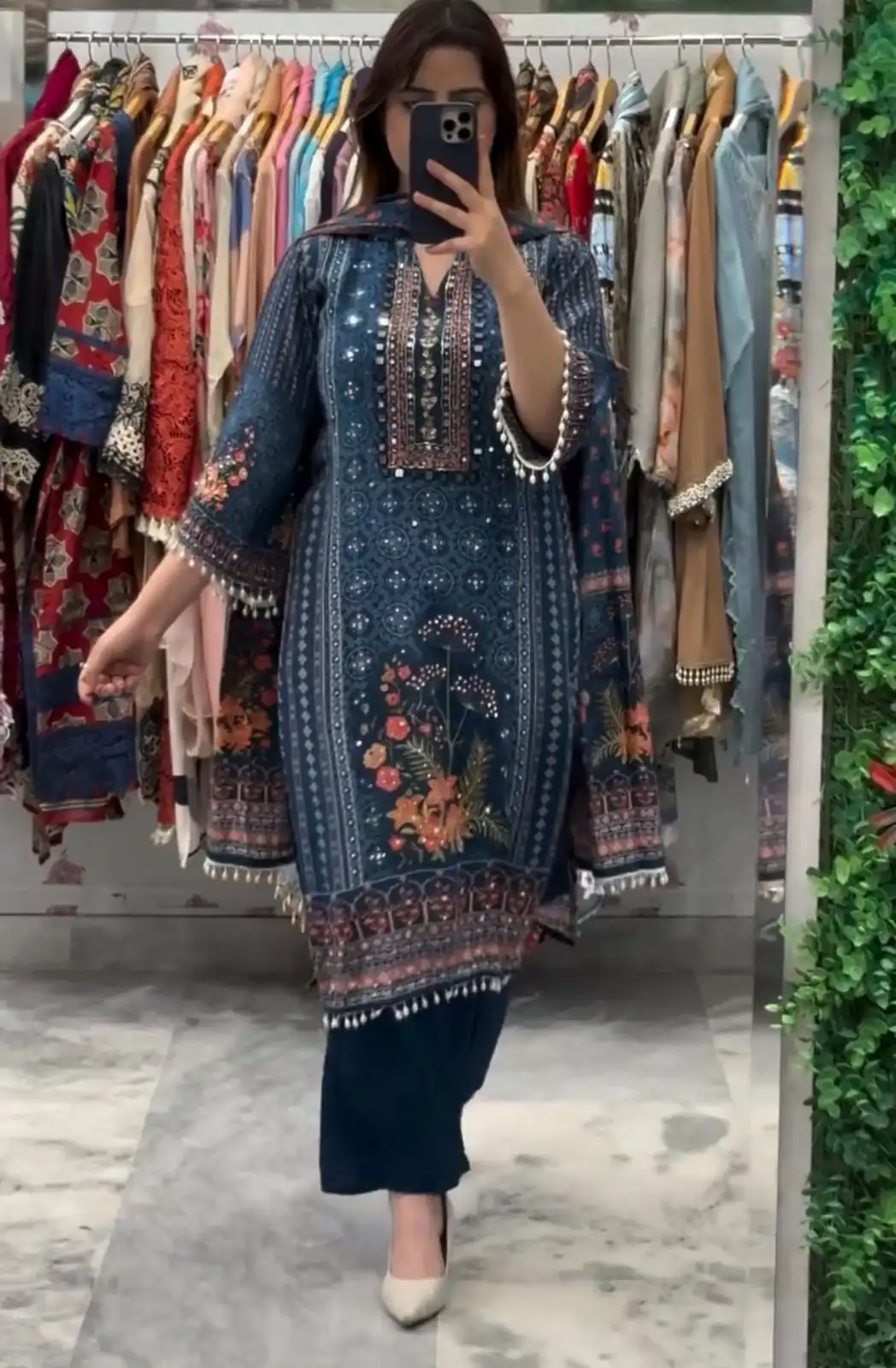 BE 404 Blue Printed Chinon Salwar Suit with Lace Work & Mirror Work. Affordable Price ₹1899. Delivery 4-6 Working Days. Shop now. | Casual Suits, Jump Suits, Creative suits, Designer Suits, Palazzo Suits, Party Wear Suits, Patiala Suits, Salwar suit, Straight Suits