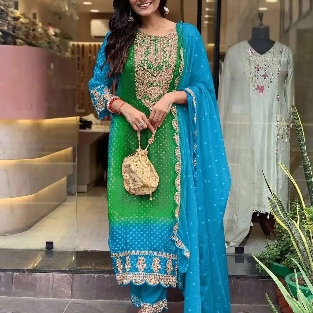 MF 1004 Blue Chinoon Silk Salwar Suit with Embroidery Work. Available at ₹1749 only. Delivery 4-6 Working Days. Shop now. | Casual Suits, Jump Suits, Tops & Bottoms, Track Suits, Trendy Wear, Creative suits, Designer Suits, Palazzo Suits, Party Wear Suits, Patiala Suits, Salwar suit, Straight Suits