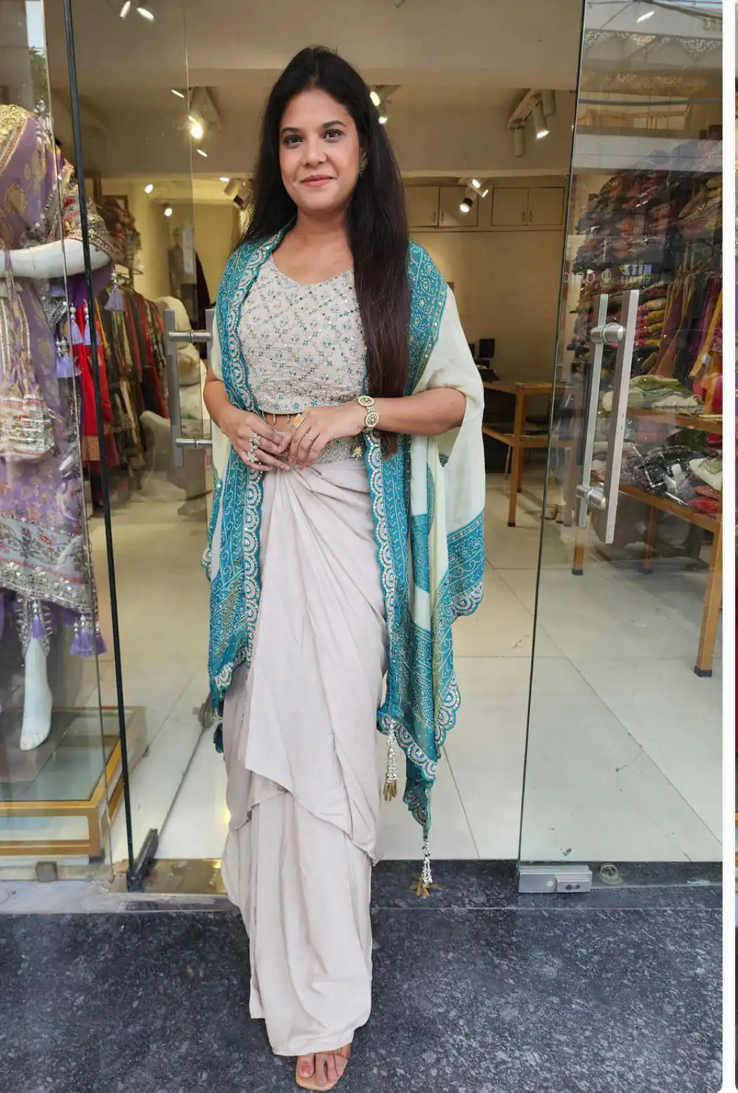 BB 53 Blue Crap Silk Dhoti Suit. Perfect for Wedding, Party, Anniversary, Holi, Temple Visit – Available at ₹2599 only. Delivery 4-6 Working Days. | Casual Suits, Jump Suits, Creative suits, Designer Suits, Palazzo Suits, Party Wear Suits, Patiala Suits, Salwar suit, Straight Suits