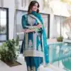 Blue Fendi Silk Embroidery Sequins Work Salwar Suit