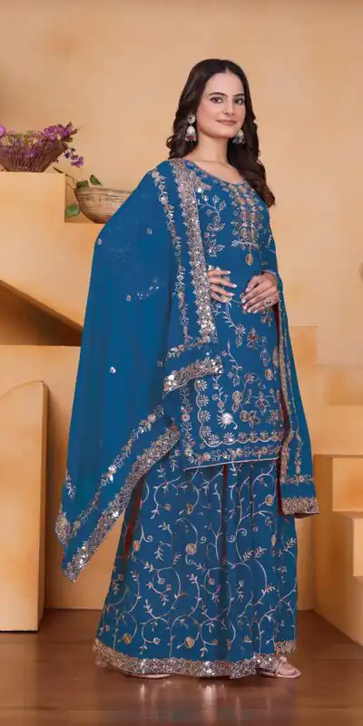 FE 99 Blue Color Fox Georgette Salwar Suit with Embroidery Work. Online Now at just ₹2549. Delivery 4-6 Working Days. Shop now. | Casual Suits, Jump Suits, Creative suits, Designer Suits, Palazzo Suits, Party Wear Suits, Patiala Suits, Salwar suit, Straight Suits
