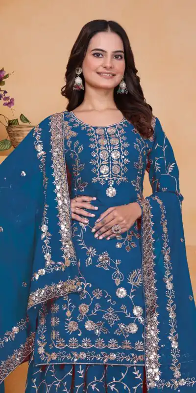 FE 99 Blue Color Fox Georgette Salwar Suit with Embroidery Work. Online Now at just ₹2549. Delivery 4-6 Working Days. Shop now. | Casual Suits, Jump Suits, Creative suits, Designer Suits, Palazzo Suits, Party Wear Suits, Patiala Suits, Salwar suit, Straight Suits