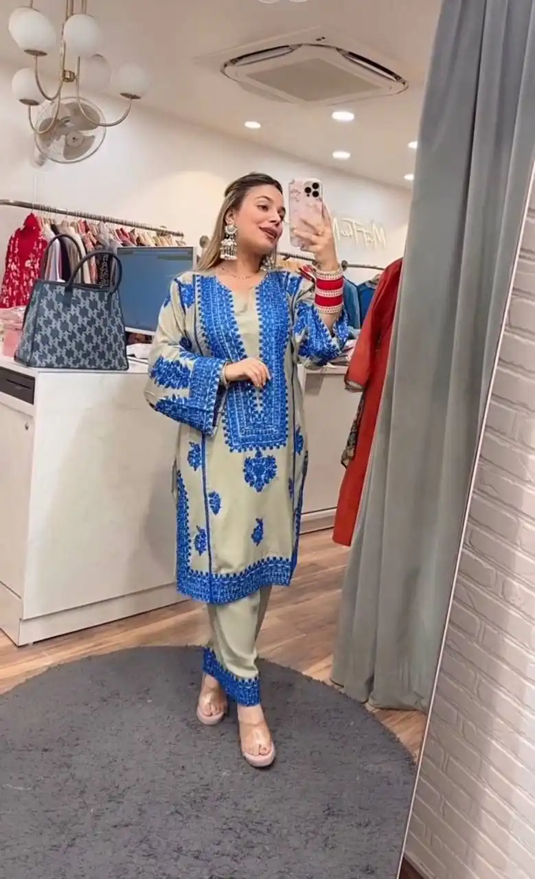 KF 1694 Blue in Color Jam Cotton Embroidery Work Salwar Suit . Available at ₹2149 only. Delivery 4-6 Working Days. Shop now. | Casual Suits, Jump Suits, Creative suits, Designer Suits, Palazzo Suits, Party Wear Suits, Patiala Suits, Salwar suit, Straight Suits