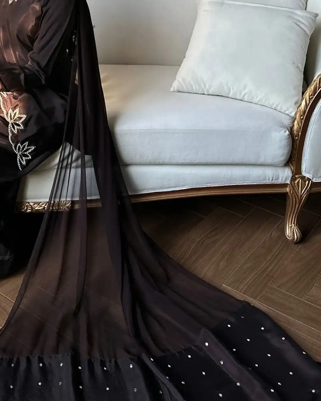 Brown Natural Crep Embroidery Work Salwar Suit - Image 6