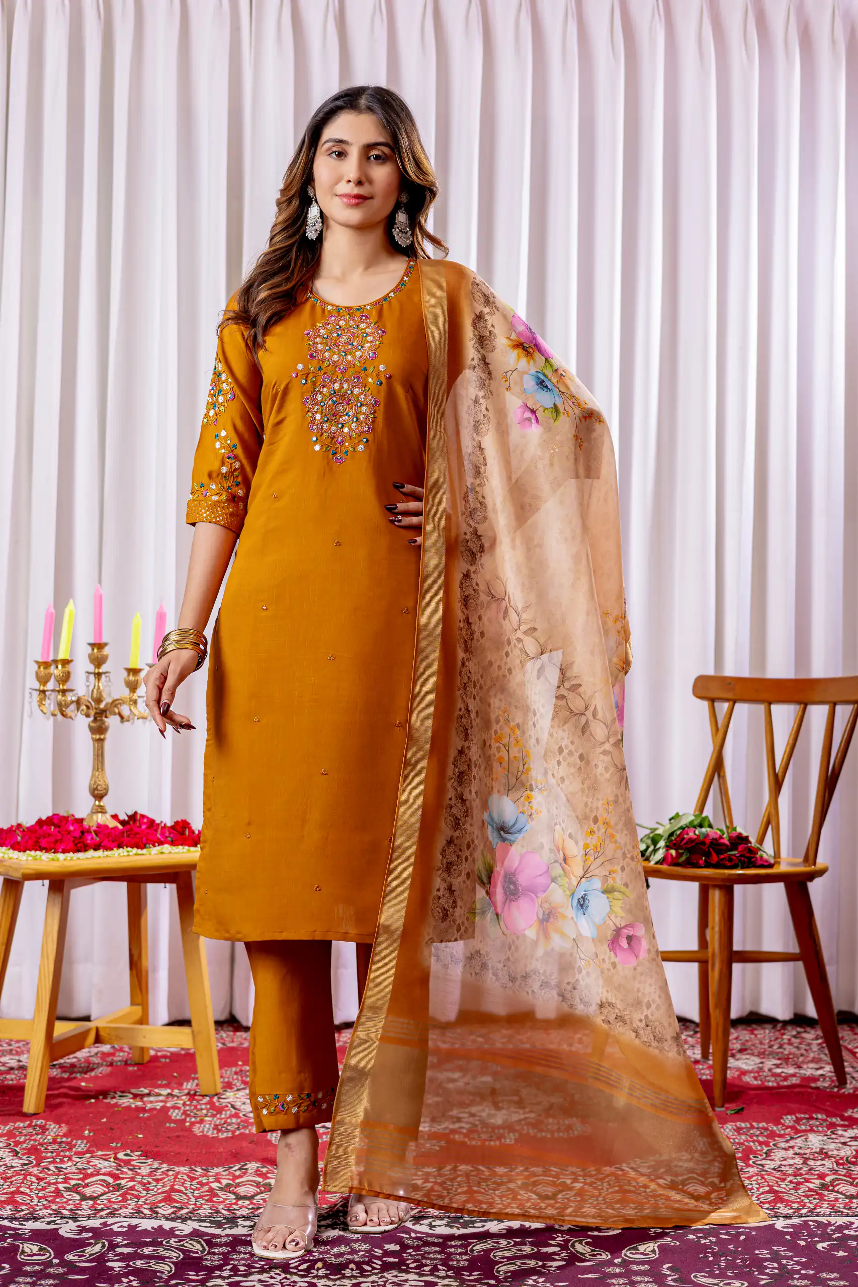 DIVA 111 Brown Viscose Silk Salwar Suit with Thread Embroidery Work. Best Price ₹2049. Delivery 4-6 Working Days. Shop now. | Casual Suits, Jump Suits, Creative suits, Designer Suits, Palazzo Suits, Party Wear Suits, Patiala Suits, Salwar suit, Straight Suits