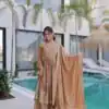KA 1233 Chiku Super Silk Salwar SuitPerfect for Wedding, Party, Sangeet, Family Gatherings, Reception – . Festive Deal ₹2649. Delivery 4-6 Working Da | Casual Suits, Jump Suits, Creative suits, Designer Suits, Palazzo Suits, Party Wear Suits, Patiala Suits, Salwar suit, Straight Suits