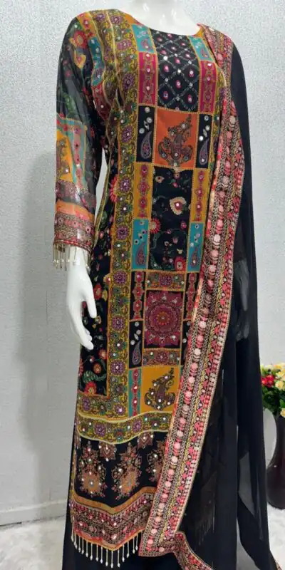 ST 113 Black Georgette Salwar Suit Perfect for Wedding, Party, Lohri, Pooja, Cultural Events – . Get it for ₹1899. Delivery 4-6 Working Days. Shop n | Casual Suits, Jump Suits, Creative suits, Designer Suits, Palazzo Suits, Party Wear Suits, Patiala Suits, Salwar suit, Straight Suits
