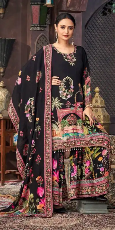 ST 217 Black Georgette Salwar Suit Perfect for Wedding, Party, Lohri, Pooja, Cultural Events – . Get it for ₹1999. Delivery 4-6 Working Days. Shop n | Casual Suits, Jump Suits, Creative suits, Designer Suits, Palazzo Suits, Party Wear Suits, Patiala Suits, Salwar suit, Straight Suits