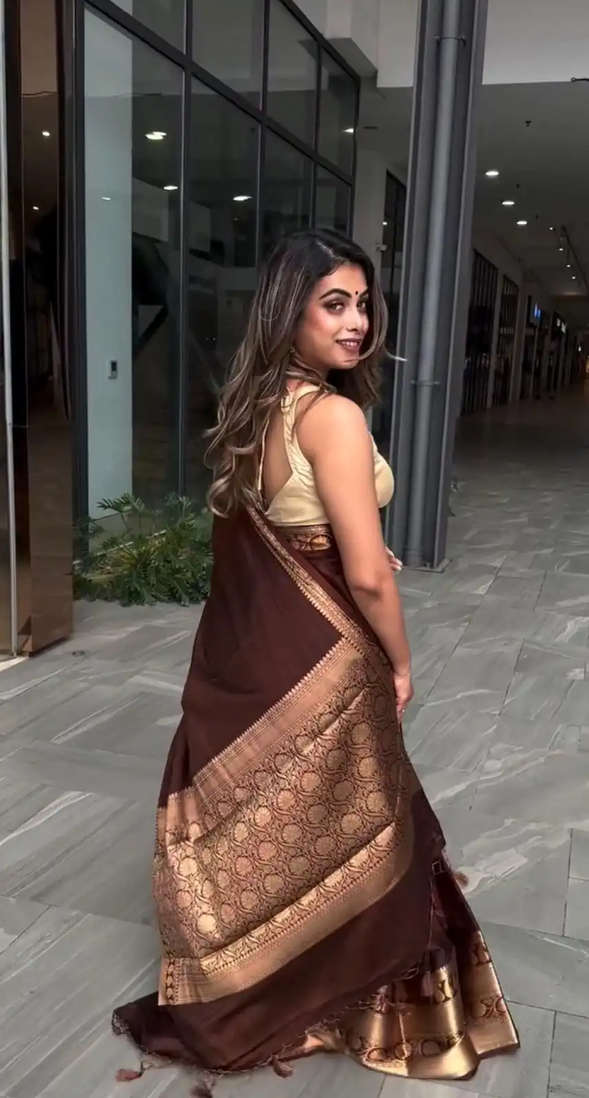 KP 6051 Brown Soft Lichi Silk Saree Perfect for Wedding, Party, Reception, Diwali, Ethnic Day – . Affordable Price ₹1349. Delivery 4-6 Working Days. | Creative Sarees, Bollywood Sarees, Designer Sarees, Embroidered Sarees, Ethnic Saree, Modern Digital sarees, Party Wear Sarees, Sarees