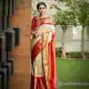 KPR 273 Off White Soft Lichi Silk Saree Perfect for Wedding, Party, Reception, Diwali, Ethnic Day – . Affordable Price ₹1449. Delivery 4-6 Working Days. | Creative Sarees, Bollywood Sarees, Designer Sarees, Embroidered Sarees, Ethnic Saree, Modern Digital sarees, Party Wear Sarees, Sarees