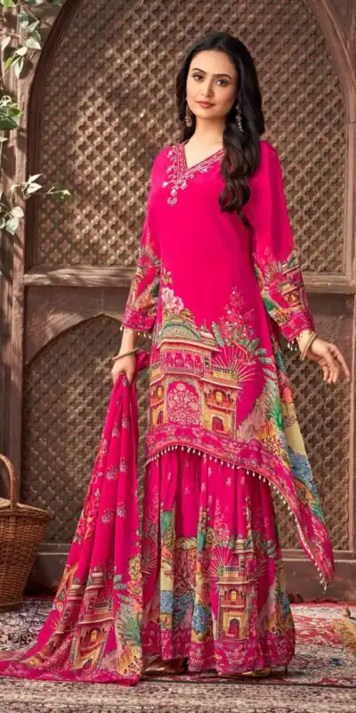 ST 217 Pink Georgette Salwar Suit Perfect for Wedding, Party, Lohri, Pooja, Cultural Events – . Get it for ₹1999. Delivery 4-6 Working Days. Shop n | Casual Suits, Jump Suits, Creative suits, Designer Suits, Palazzo Suits, Party Wear Suits, Patiala Suits, Salwar suit, Straight Suits