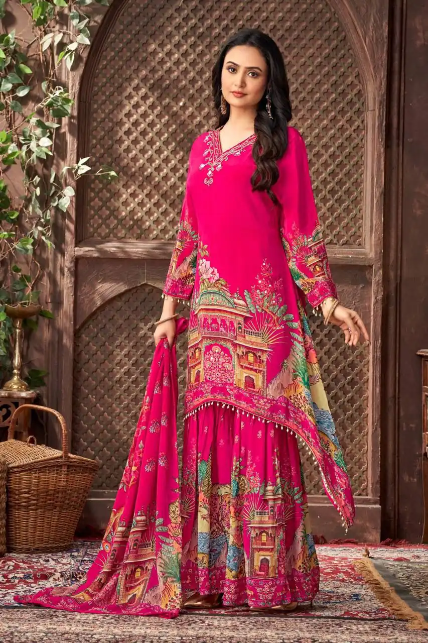 ST 217 Pink Georgette Salwar Suit Perfect for Wedding, Party, Lohri, Pooja, Cultural Events – . Get it for ₹1999. Delivery 4-6 Working Days. Shop n | Casual Suits, Jump Suits, Creative suits, Designer Suits, Palazzo Suits, Party Wear Suits, Patiala Suits, Salwar suit, Straight Suits