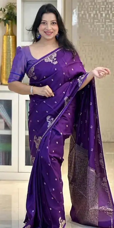 KP 6085 Purple Pink Lichi Silk Saree with Lace Border & Lace Work. Special Price ₹1449. Delivery 4-6 Working Days. Shop now. | Creative Sarees, Bollywood Sarees, Designer Sarees, Embroidered Sarees, Ethnic Saree, Modern Digital sarees, Party Wear Sarees, Sarees