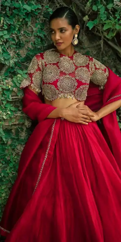 FB L373 Red Color Classic Roman Silk Lehenga Choli with Embroidery Work. Available at ₹3049 only. Delivery 4-6 Working Days. Shop now. | Bollywood Lehenga, Creative Lehenga, Designer Lehenga, Embroidered Lehenga, Lehenga, Party Wear Lehenga