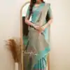 Classic Sky Blue Lichi Silk Jacquard Work Saree