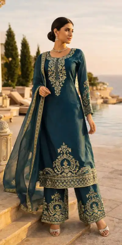 RTC 5983 Teal Blue Zimmy Silk Salwar Suit Perfect for Wedding, Party, Karwa Chauth, Haldi, Eid – . Special Price ₹2099. Delivery 4-6 Working Days. Shop no | Casual Suits, Jump Suits, Creative suits, Designer Suits, Palazzo Suits, Party Wear Suits, Patiala Suits, Salwar suit, Straight Suits
