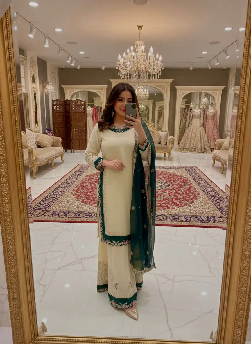 DB 33 Cream Color Georgette Salwar Suit with Embroidery Work. Introductory Price ₹2399. Delivery 4-6 Working Days. Shop now. | Casual Suits, Jump Suits, Creative suits, Designer Suits, Palazzo Suits, Party Wear Suits, Patiala Suits, Salwar suit, Straight Suits