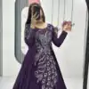 PC 564 Dark Purple Vichitra Silk Gown Perfect for Wedding, Party, Holi, Anniversary, Mehendi –. Grab it for ₹2049. Delivery 4-6 Working Days. Shop now. | Bollywood Gowns, Creative Gowns, Designer Gowns, Embroidered Gowns, Gowns, Party Wear Gowns