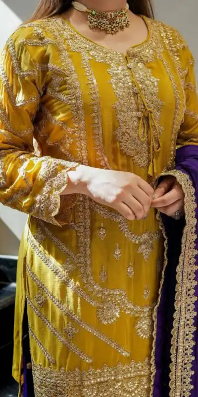 ZS 7001 Yellow Chinon Silk Salwar Suit with Embroidery Work & Lace Work. Affordable Price ₹2499. Delivery 4-6 Working Days. Shop now. | Casual Suits, Jump Suits, Creative suits, Designer Suits, Palazzo Suits, Party Wear Suits, Patiala Suits, Salwar suit, Straight Suits