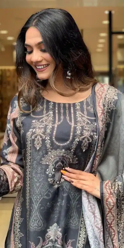 DC G23 Black in Maslin Digital Print Salwar Suit . Wedding, Party, Festive, Events, Introductory Price ₹1749. Delivery 4-6 Working Days. Shop now. | Casual Suits, Jump Suits, Creative suits, Designer Suits, Palazzo Suits, Party Wear Suits, Patiala Suits, Salwar suit, Straight Suits