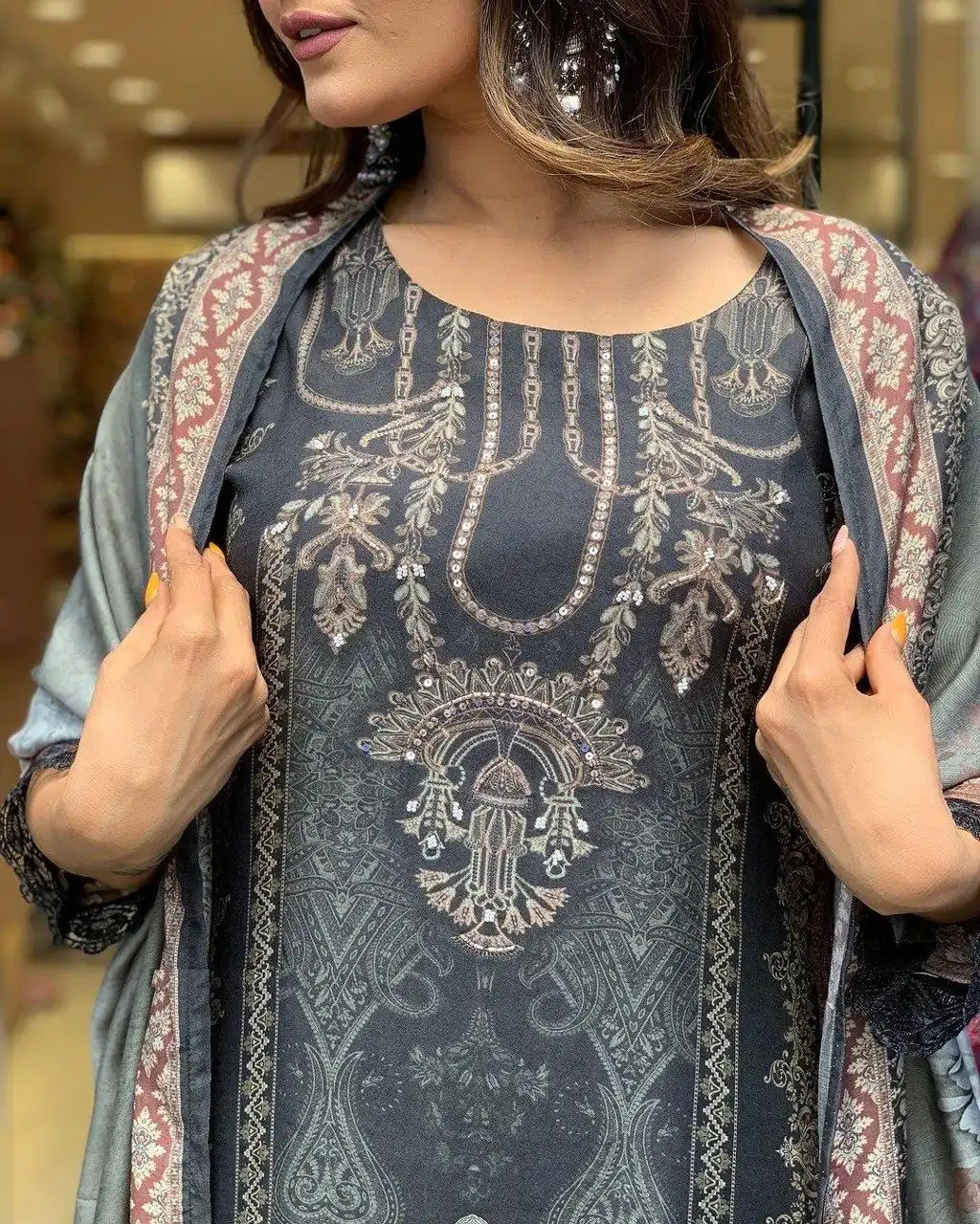 DC G23 Black in Maslin Digital Print Salwar Suit . Wedding, Party, Festive, Events, Introductory Price ₹1749. Delivery 4-6 Working Days. Shop now. | Casual Suits, Jump Suits, Creative suits, Designer Suits, Palazzo Suits, Party Wear Suits, Patiala Suits, Salwar suit, Straight Suits