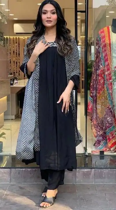 DC G46 Black in Maslin Digital Print Salwar Suit . Wedding, Party, Festive, Events, Introductory Price ₹1699. Delivery 4-6 Working Days. Shop now. | Casual Suits, Jump Suits, Creative suits, Designer Suits, Palazzo Suits, Party Wear Suits, Patiala Suits, Salwar suit, Straight Suits