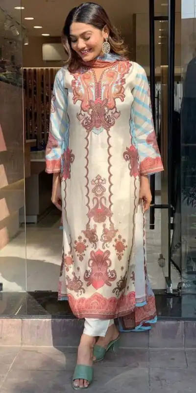 DC G24 Off White in Maslin Digital Print Salwar Suit . Wedding, Party, Festive, Events, Introductory Price ₹1649. Delivery 4-6 Working Days. Shop now. | Casual Suits, Jump Suits, Creative suits, Designer Suits, Palazzo Suits, Party Wear Suits, Patiala Suits, Salwar suit, Straight Suits