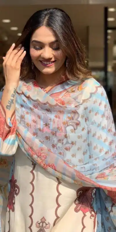 DC G24 Off White in Maslin Digital Print Salwar Suit . Wedding, Party, Festive, Events, Introductory Price ₹1649. Delivery 4-6 Working Days. Shop now. | Casual Suits, Jump Suits, Creative suits, Designer Suits, Palazzo Suits, Party Wear Suits, Patiala Suits, Salwar suit, Straight Suits