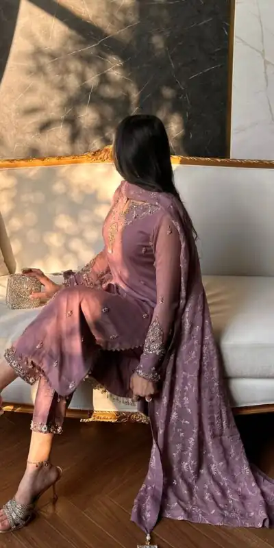 SRK 5328 Onion Color Dual Tone Star Georgette Salwar Suit with Embroidery Work. Affordable Price ₹1949. Delivery 4-6 Working Days. Shop now. | Casual Suits, Jump Suits, Creative suits, Designer Suits, Palazzo Suits, Party Wear Suits, Patiala Suits, Salwar suit, Straight Suits