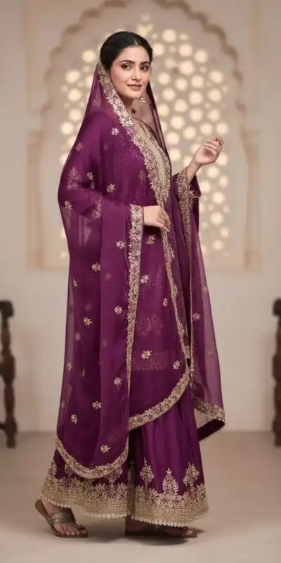 AD 219 Wine in Pure Organza Silk Embroidery Work & Cut Work Salwar Suit . Exclusive Offer ₹2499. Delivery 4-6 Working Days. Shop now. | Casual Suits, Jump Suits, Creative suits, Designer Suits, Palazzo Suits, Party Wear Suits, Patiala Suits, Salwar suit, Straight Suits