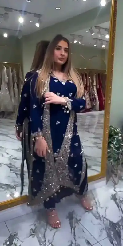 ST 1151 Navy Blue Color Dual Tone Star Georgette Salwar Suit with Embroidery Work. Affordable Price ₹2049. Delivery 4-6 Working Days. Shop now. | Casual Suits, Jump Suits, Creative suits, Designer Suits, Palazzo Suits, Party Wear Suits, Patiala Suits, Salwar suit, Straight Suits