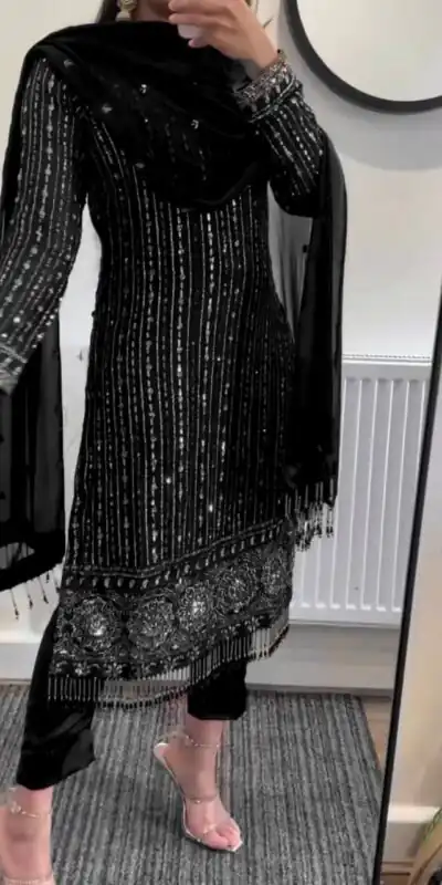 RTC 5716 Black Color Foix Georgette Thread Sequence Work Salwar Suit Wedding, Party, Festive, Events Etc. Expected Delivery 4-6 Working Days @2099/- | Casual Suits, Jump Suits, Creative suits, Designer Suits, Palazzo Suits, Party Wear Suits, Patiala Suits, Salwar suit, Straight Suits